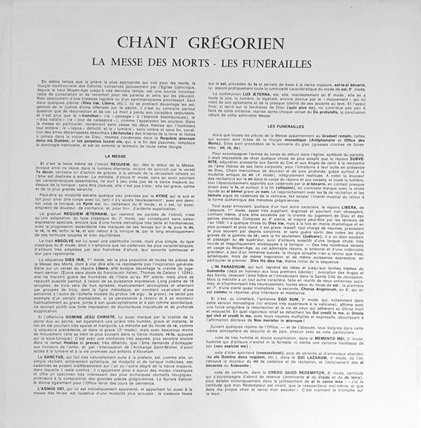 Chœur Des Moines De L'Abbaye Saint-Pierre De Solesmes, Dom Joseph Gajard O.S.B.* : Chant Grégorien - La Messe Des Morts - Les Funérailles (LP, Gat)