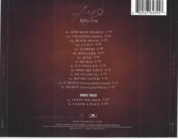 Ayo (2) : Billie-Eve (CD, Album)