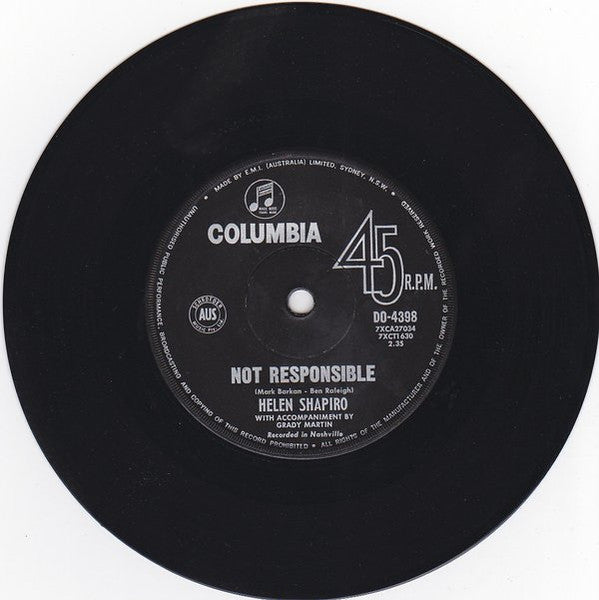 Helen Shapiro : Not Responsible / No Trespassing (7", Single)