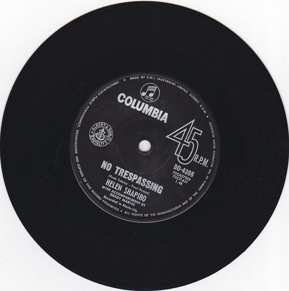 Helen Shapiro : Not Responsible / No Trespassing (7", Single)