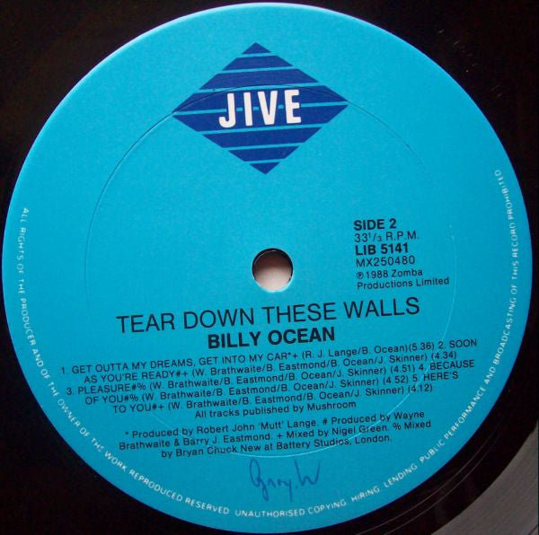 Billy Ocean : Tear Down These Walls (LP, Album)
