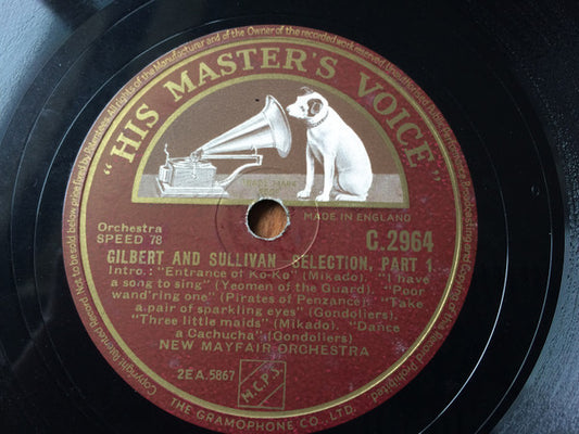 New Mayfair Orchestra* : Gilbert And Sullivan - Selection (Shellac, 12")