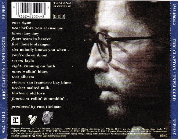 Eric Clapton : Unplugged (CD, Album, WMM)
