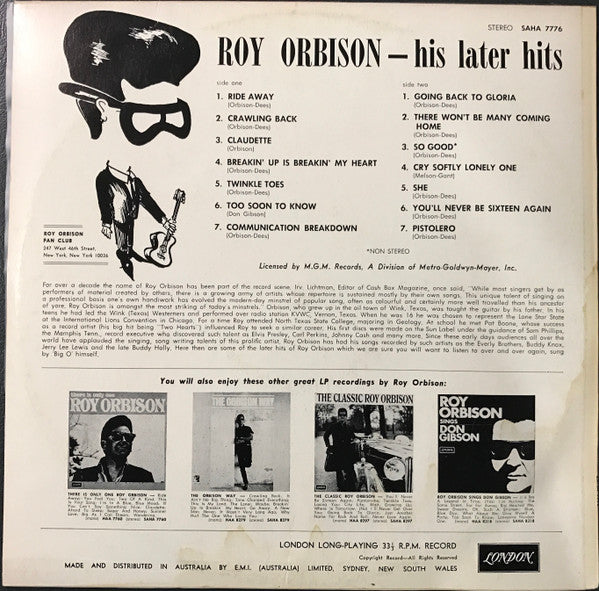 Roy Orbison : His Later Hits (LP, Comp)