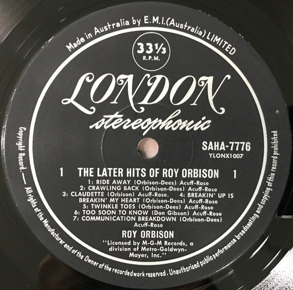 Roy Orbison : His Later Hits (LP, Comp)