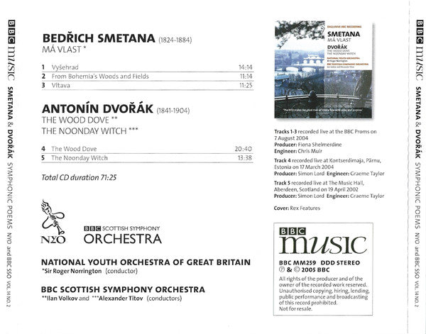 Bedřich Smetana, Antonín Dvořák, National Youth Orchestra Of Great Britain, Roger Norrington, BBC Scottish Symphony Orchestra, Ilan Volkov, Alexander Titov : Symphonic Poems (CD)