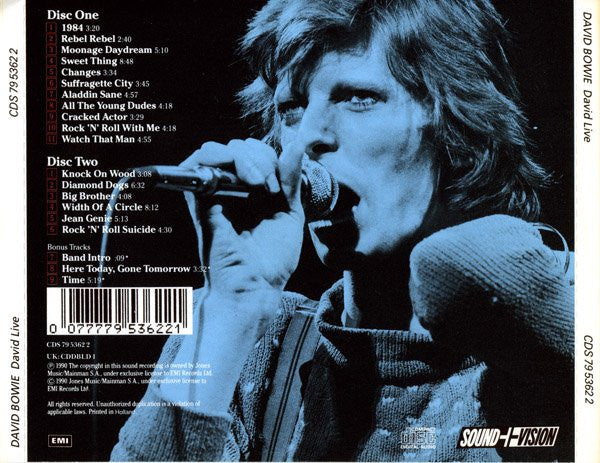 David Bowie : David Live (David Bowie At The Tower Philadelphia) (2xCD, Album, RE, RM, RP)