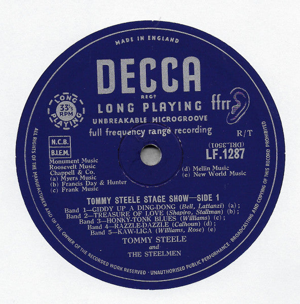 Tommy Steele : Tommy Steele Stage Show (10", Album, Mono)
