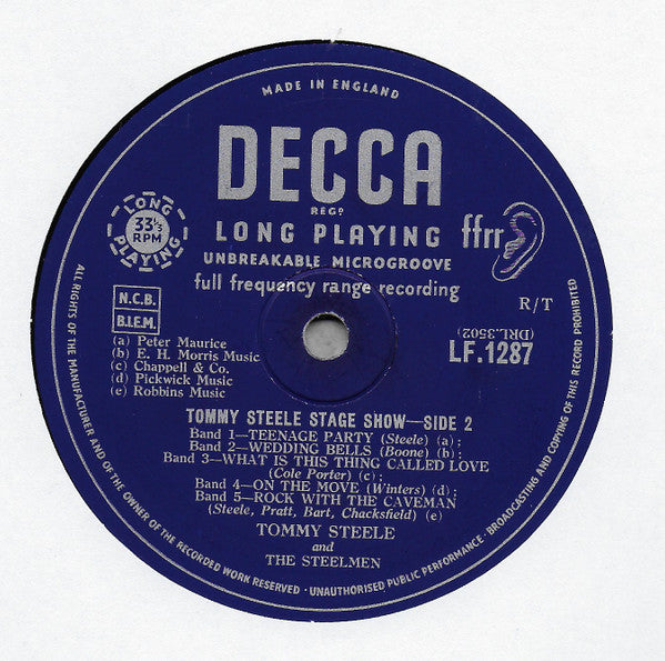 Tommy Steele : Tommy Steele Stage Show (10", Album, Mono)
