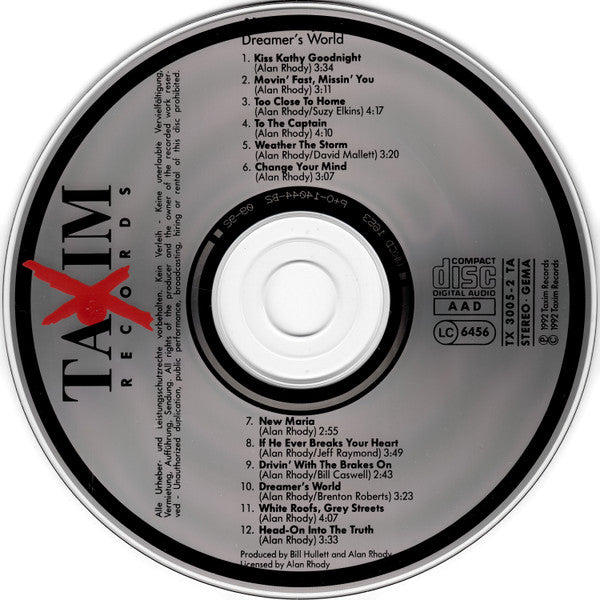 Alan Rhody : Dreamer's World (CD, Album)