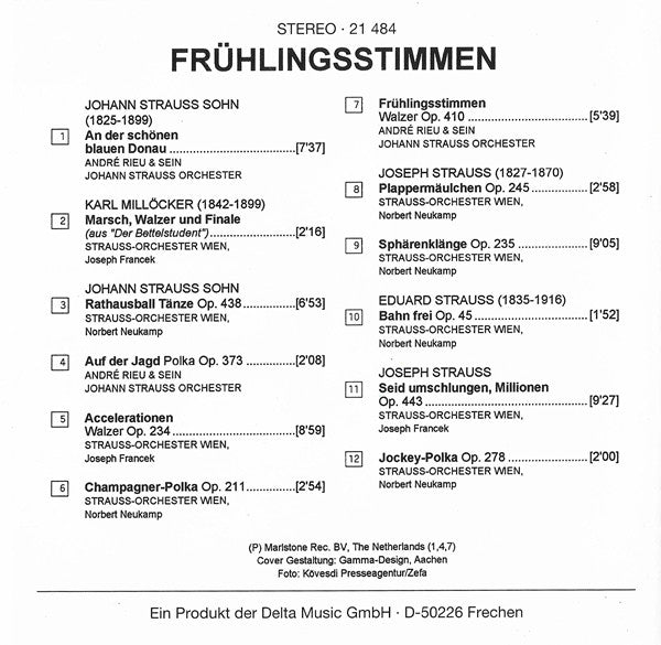 Joseph Francek & Sein The Vienna Strauss Orchestra ... André Rieu & Sein Johann Strauß Orchestra : Frühlingsstimmen (CD, Comp)