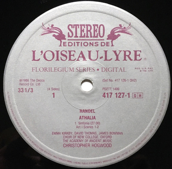 Handel* - Joan Sutherland, Emma Kirkby • James Bowman (2) • Aled Jones, Anthony Rolfe Johnson • David Thomas (9), The Academy Of Ancient Music, Christopher Hogwood : Athalia (2xLP, Box + Box)