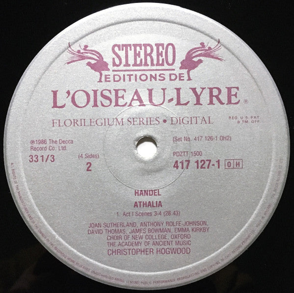 Handel* - Joan Sutherland, Emma Kirkby • James Bowman (2) • Aled Jones, Anthony Rolfe Johnson • David Thomas (9), The Academy Of Ancient Music, Christopher Hogwood : Athalia (2xLP, Box + Box)