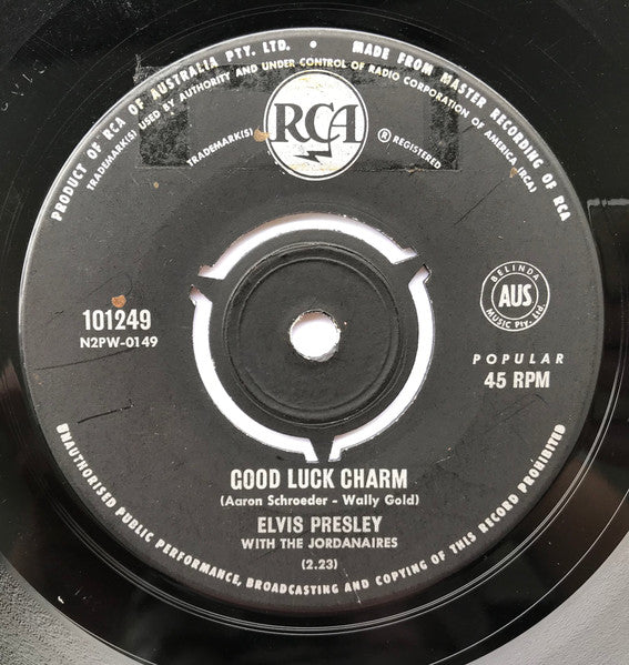 Elvis Presley With The Jordanaires : Good Luck Charm (7", Single)