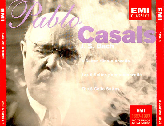 Pablo Casals, J. S. Bach* : 6 Suiten Für Violoncello = Les 6 Suites Pour Violoncelle = The 6 Cello Suites (2xCD, Comp, Mono, RE, RM)
