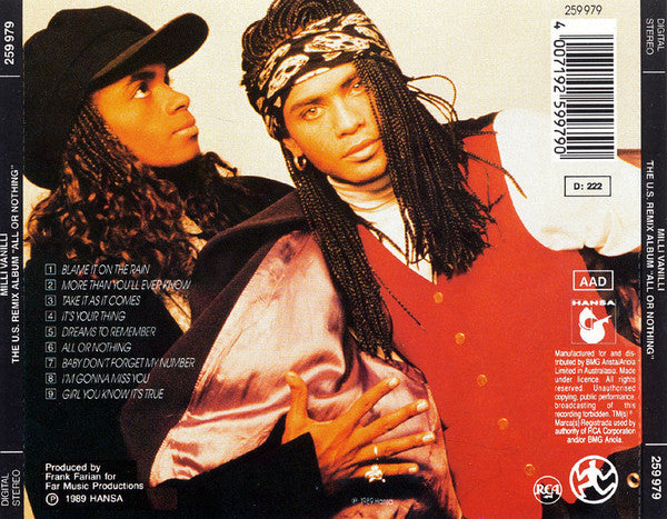 Milli Vanilli : All Or Nothing - The U.S. Remix Album (CD, Album)