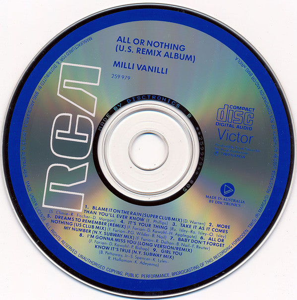 Milli Vanilli : All Or Nothing - The U.S. Remix Album (CD, Album)