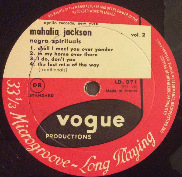 Mahalia Jackson : Queen Of Gospel Singers (Negro Spirituals Vol. 2) (10", Comp, Mono)