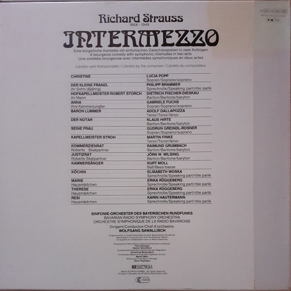 Richard Strauss - Lucia Popp, Dietrich Fischer-Dieskau, Adolf Dallapozza, Symphonie-Orchester Des Bayerischen Rundfunks, Wolfgang Sawallisch : Intermezzo (3xLP, Album + Box)