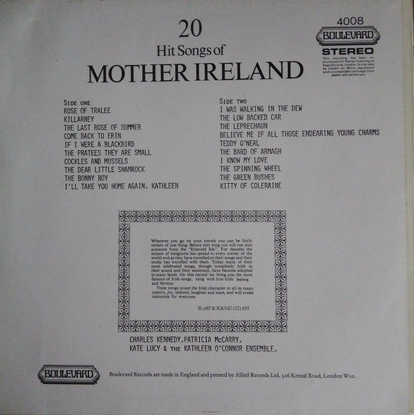 Various : 20 Hit Songs Of Mother Ireland (LP, Comp)