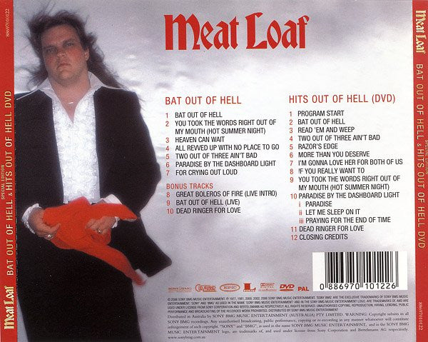 Meat Loaf : Bat Out Of Hell & Hits Out Of Hell DVD (HDCD, Album, RE, RM, S/Edition + DVD-V, RE, PAL + )