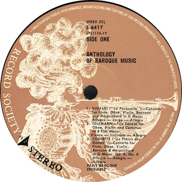 Paris Baroque Ensemble* : Anthology Of Baroque Music (LP, Album, Club)
