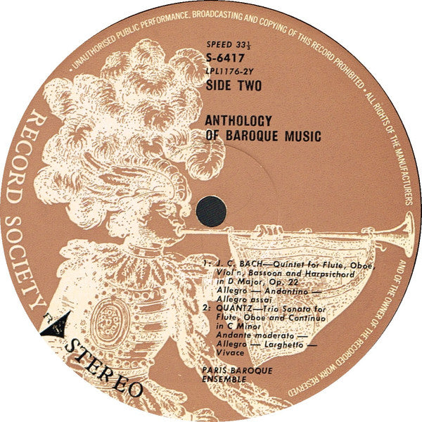 Paris Baroque Ensemble* : Anthology Of Baroque Music (LP, Album, Club)