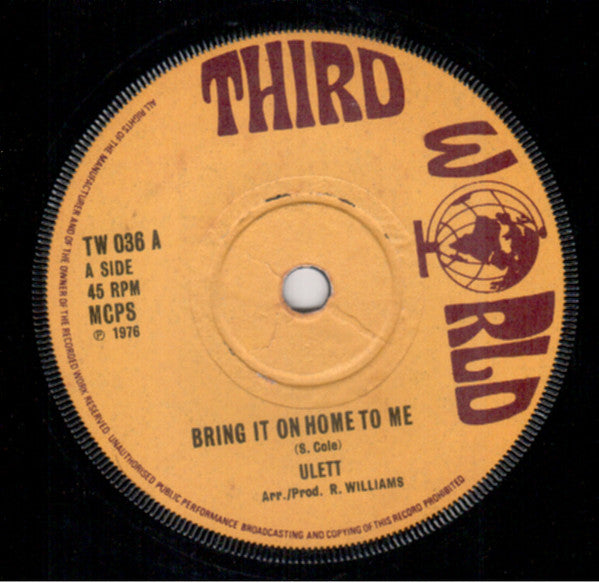 Ullet : Bring It On Home To Me (7", Single)