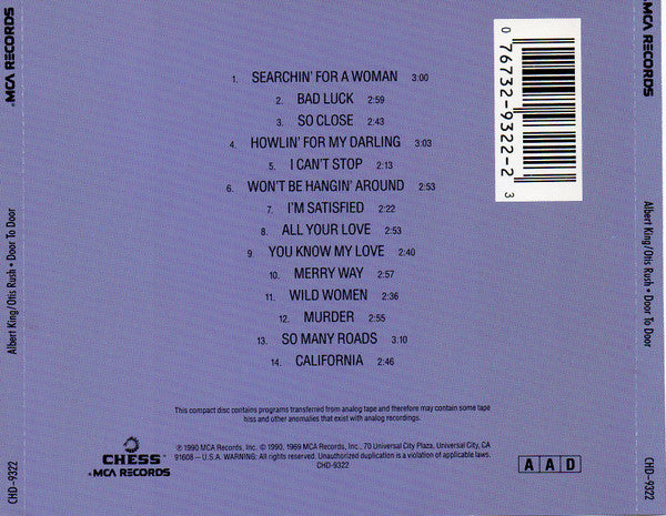Albert King / Otis Rush : Door To Door (CD, Comp, RE)