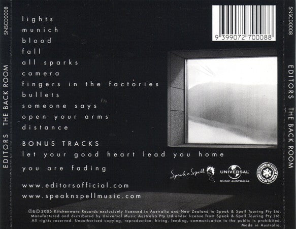 Editors : The Back Room (CD, Album)