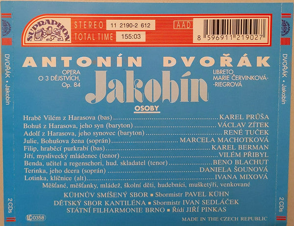 Antonín Dvořák, Zítek* · Machotková* · Průša* · Berman* · Blachut* · Šounová* · Přibyl* · Státní Filharmonie Brno*, Jiří Pinkas : Jakobín (Box + 2xCD, Album)