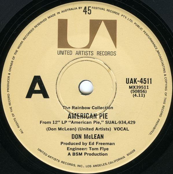 Don McLean : American Pie / Empty Chairs (7", Single)