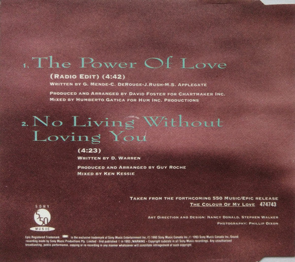 Celine Dion* : The Power Of Love (CD, Single)