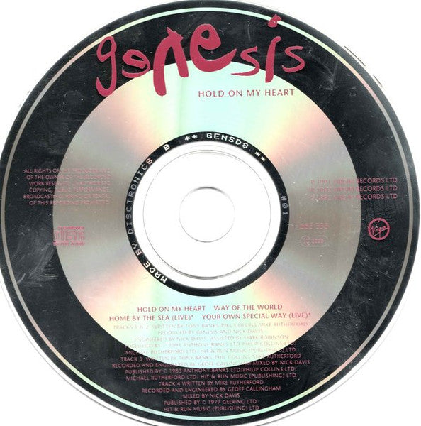 Genesis : Hold On My Heart (CD, Single, Car)