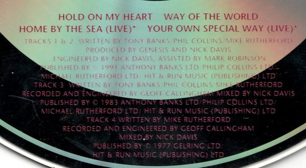 Genesis : Hold On My Heart (CD, Single, Car)