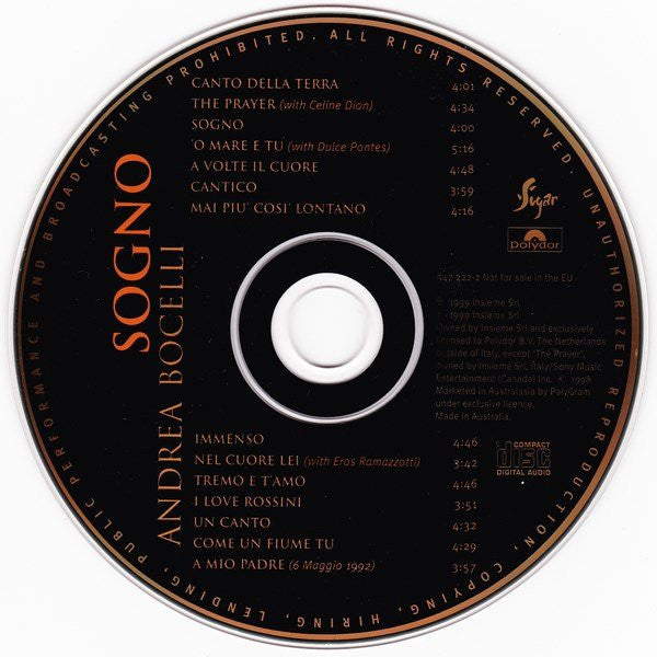 Andrea Bocelli : Sogno (CD, Album)