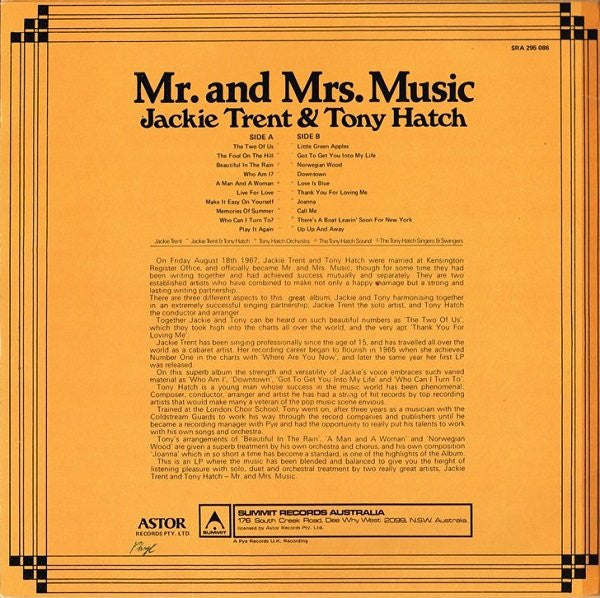 Jackie Trent & Tony Hatch : Mr. And Mrs. Music (LP, Comp)