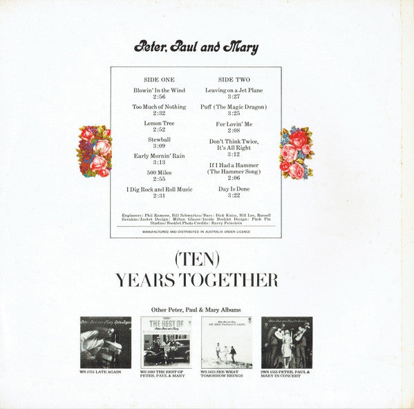 Peter, Paul & Mary : The Best Of Peter, Paul And Mary (Ten) Years Together (LP, Comp)