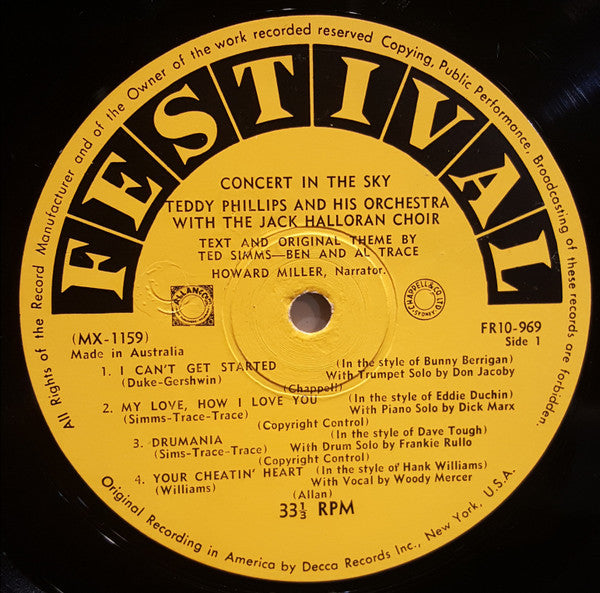 Teddy Phillips And His Orchestra With Jack Halloran Choir : Concert In The Sky (10", Album, Mono)