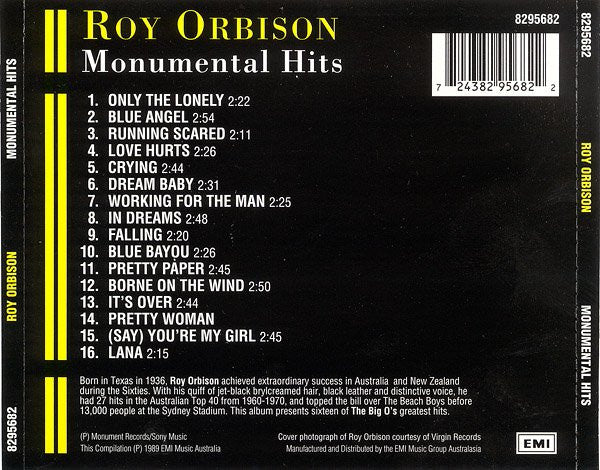 Roy Orbison : Monumental Hits (CD, Comp, RE)