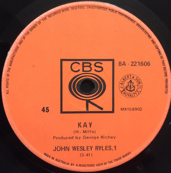 John Wesley Ryles : Kay / Come On Home (7")