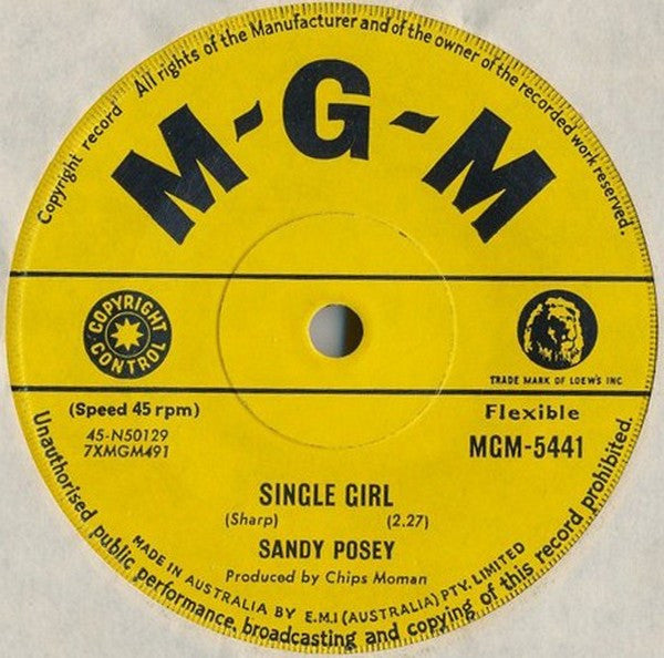 Sandy Posey : Single Girl (7", Single)