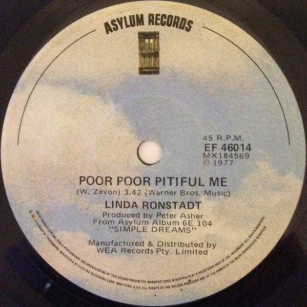 Linda Ronstadt : Poor Poor Pitiful Me / Old Paint (7")