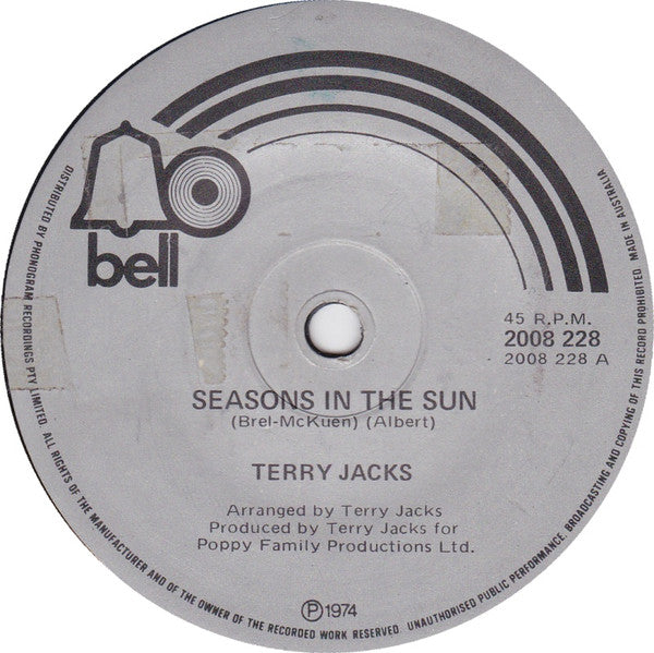 Terry Jacks : Seasons In The Sun (7", Single)