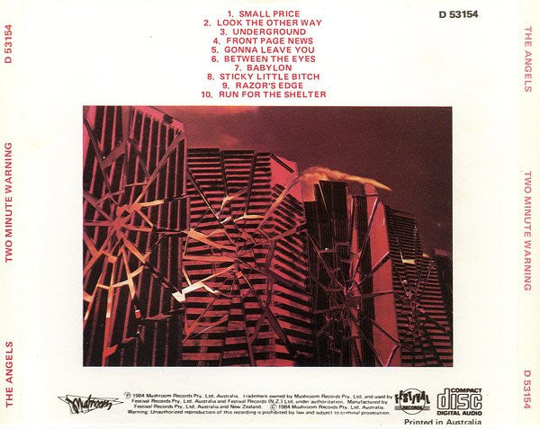 The Angels : Two Minute Warning (CD, Album, RE)