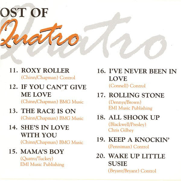 Suzi Quatro : The Most Of (CD, Comp)