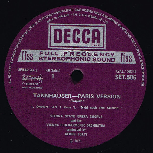 Richard Wagner - Wiener Philharmoniker, Georg Solti : Tannhäuser (Paris Version) (Box + 4xLP)