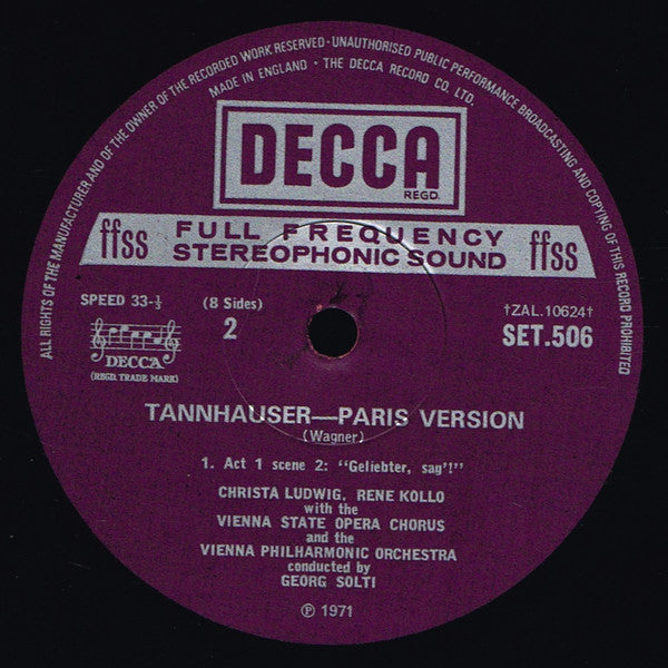 Richard Wagner - Wiener Philharmoniker, Georg Solti : Tannhäuser (Paris Version) (Box + 4xLP)