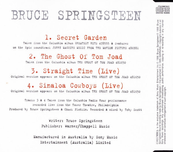 Bruce Springsteen : Secret Garden (CD, Single)
