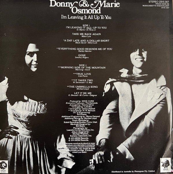 Donny & Marie Osmond : I'm Leaving It All Up To You (LP, Album)